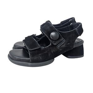 John Fluevog 12 Black Leather Chunky Sandal Goth Avant Garde Whimsygoth